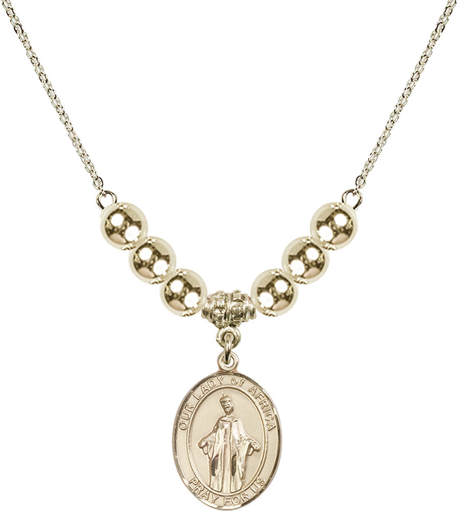 14kt Gold Filled Our Lady of Africa Birthstone Necklace with Gold Filled Beads - 8269