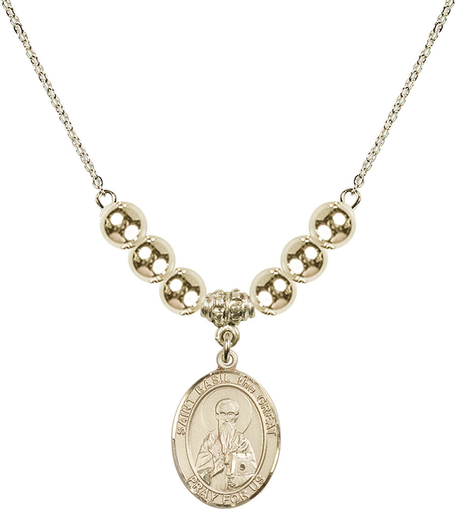 14kt Gold Filled Saint Basil the Great Birthstone Necklace with Gold Filled Beads - 8275