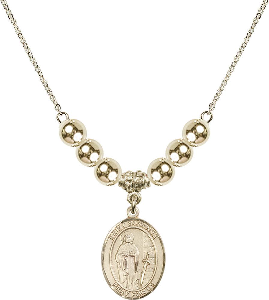 14kt Gold Filled Saint Susanna Birthstone Necklace with Gold Filled Beads - 8280