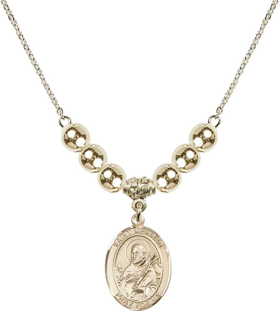 14kt Gold Filled Saint Meinrad of Einsiedeln Birthstone Necklace with Gold Filled Beads - 8307