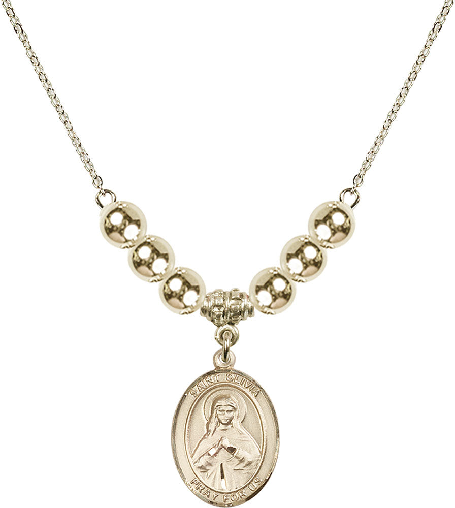14kt Gold Filled Saint Olivia Birthstone Necklace with Gold Filled Beads - 8312