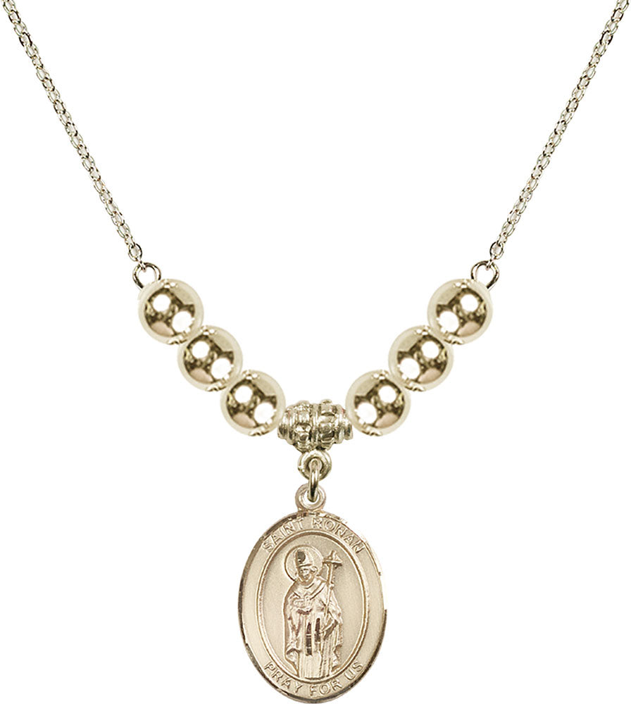 14kt Gold Filled Saint Ronan Birthstone Necklace with Gold Filled Beads - 8315
