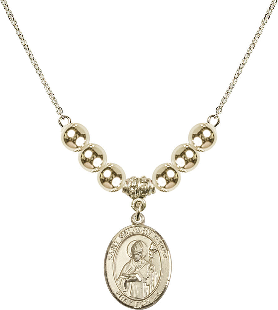 14kt Gold Filled Saint Malachy O'More Birthstone Necklace with Gold Filled Beads - 8316