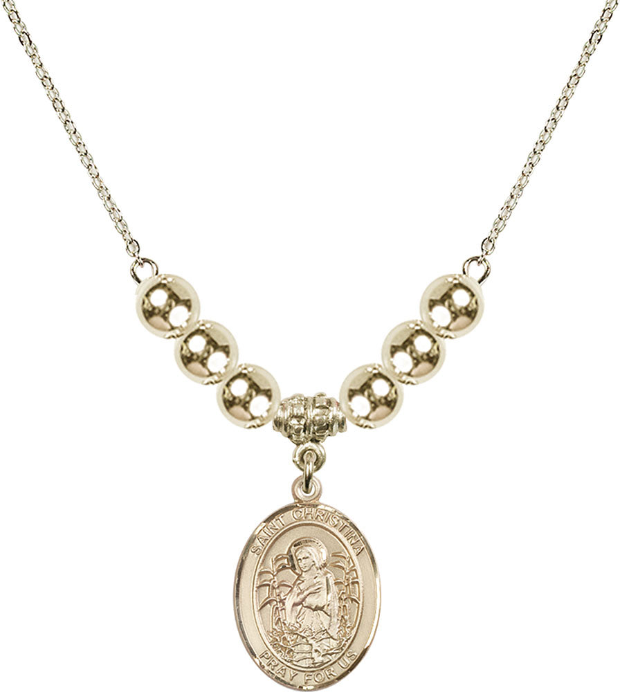 14kt Gold Filled Saint Christina the Astonishing Birthstone Necklace with Gold Filled Beads - 8320