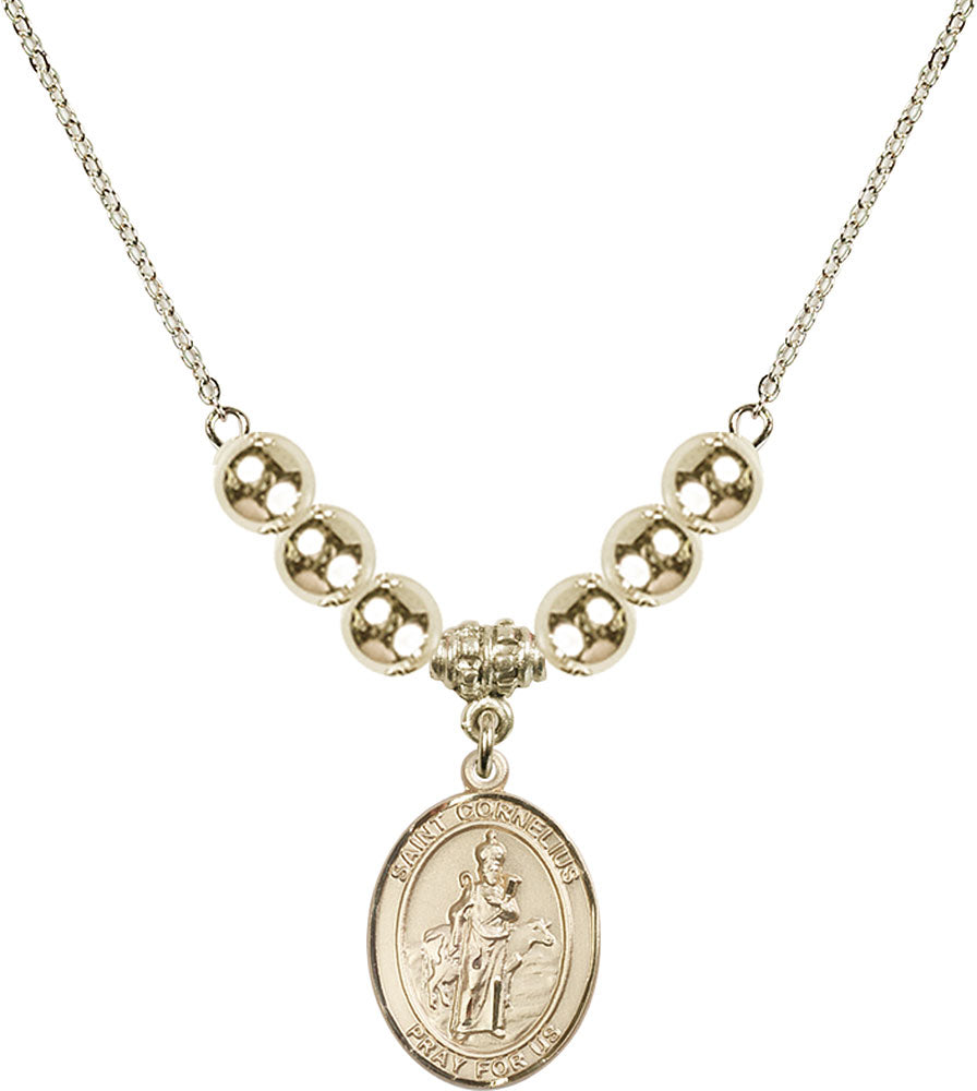 14kt Gold Filled Saint Cornelius Birthstone Necklace with Gold Filled Beads - 8325