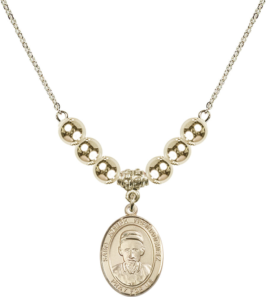 14kt Gold Filled Saint Joseph Freinademetz Birthstone Necklace with Gold Filled Beads - 8329
