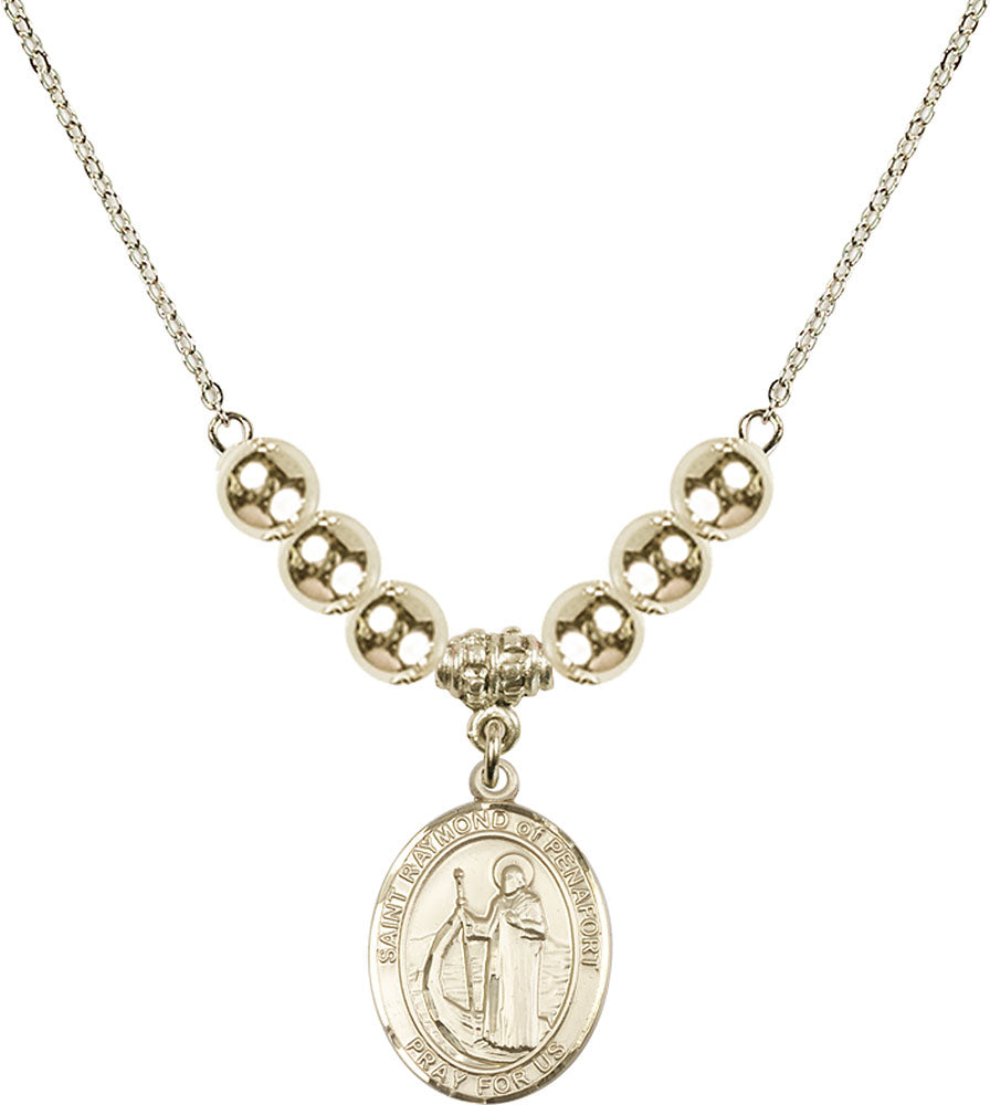 14kt Gold Filled Saint Raymond of Penafort Birthstone Necklace with Gold Filled Beads - 8385