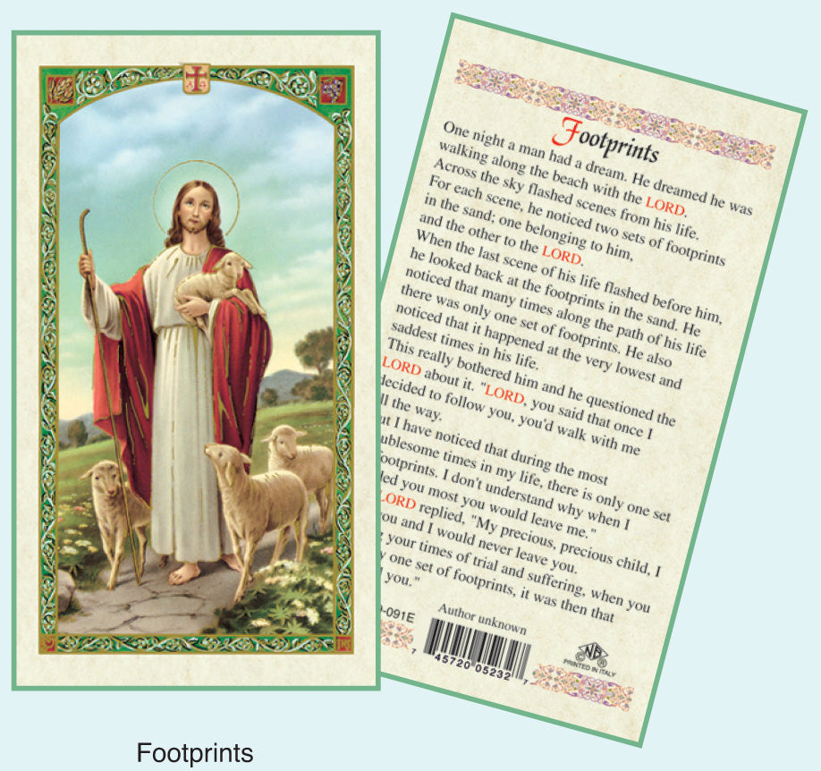 PRAYER CARD FOOTPRINTS / CROSS