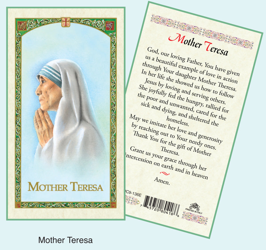 PRAYER CARD MOTHER THERESA