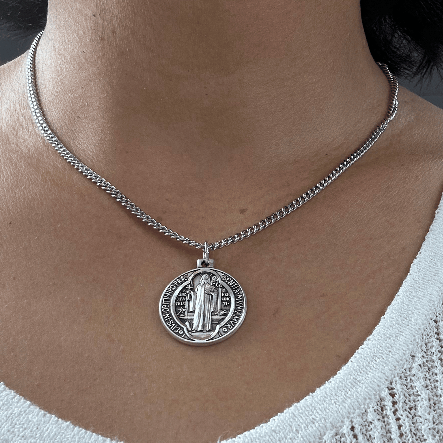 Sterling Silver Saint Benedict Pendant - 0026BSS