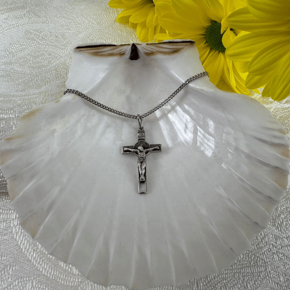 Sterling Silver Saint Benedict Crucifix Pendant - 0625SS