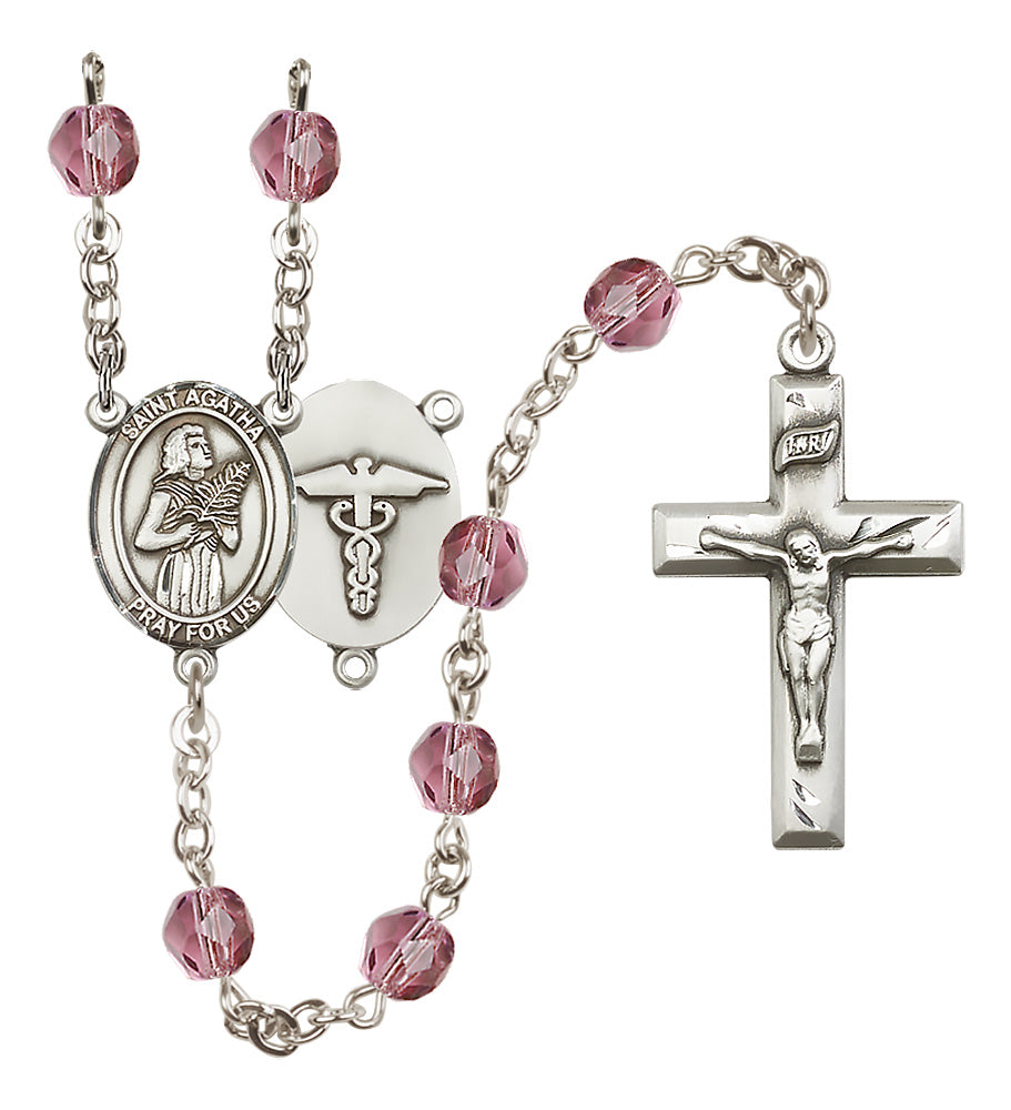 Nurses Rosary - 6mm Amethyst Fire Polished beads - 8003S9