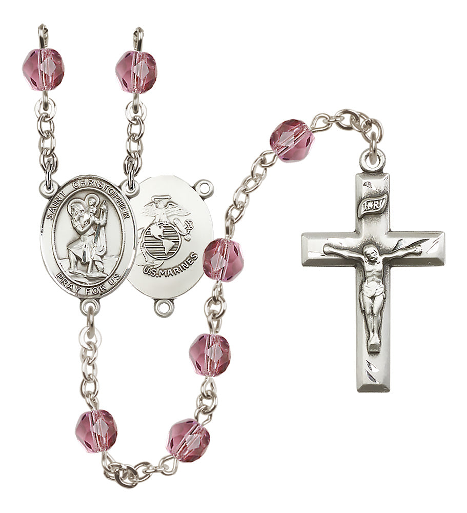 Marines Rosary - 6mm Amethyst Fire Polished beads - 8022S4