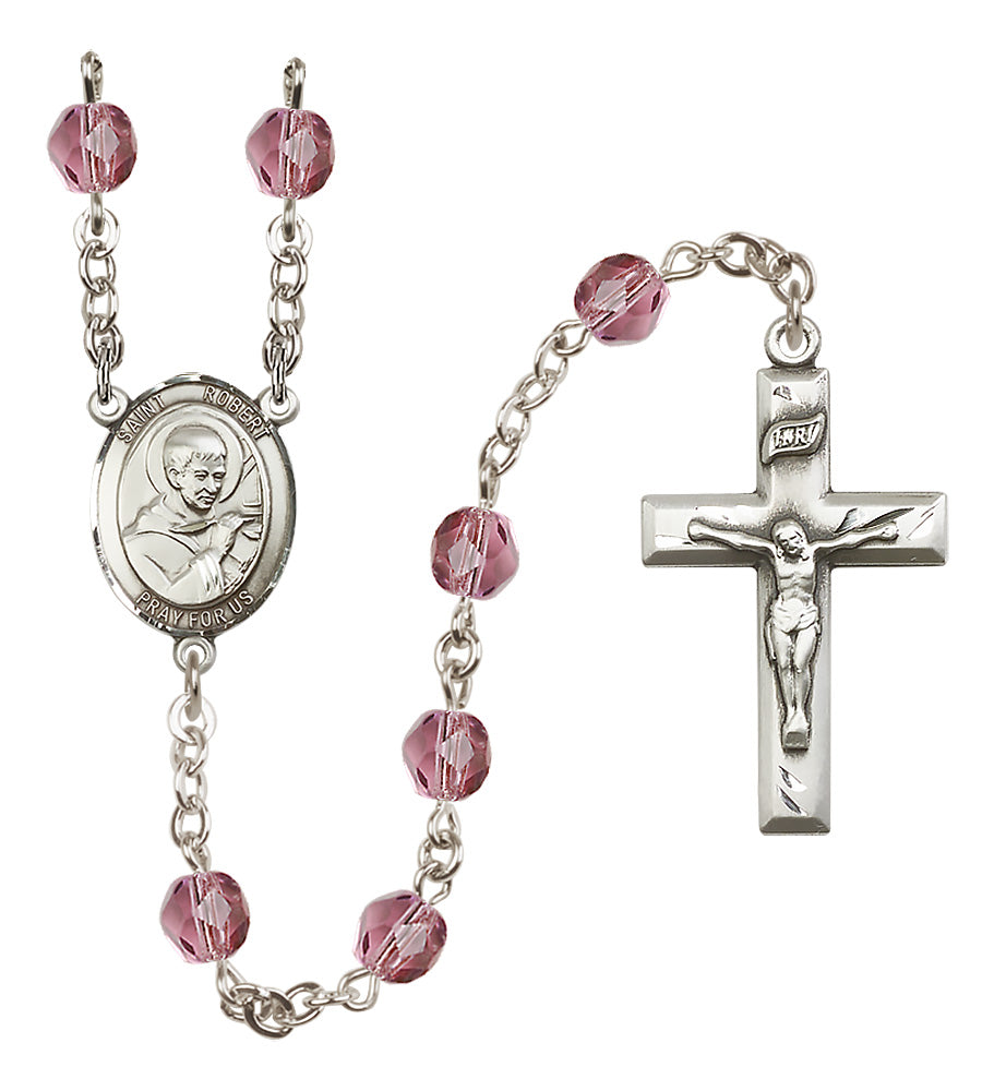 St. Robert Bellarmine Rosary - 6mm Amethyst Fire Polished beads - 8096