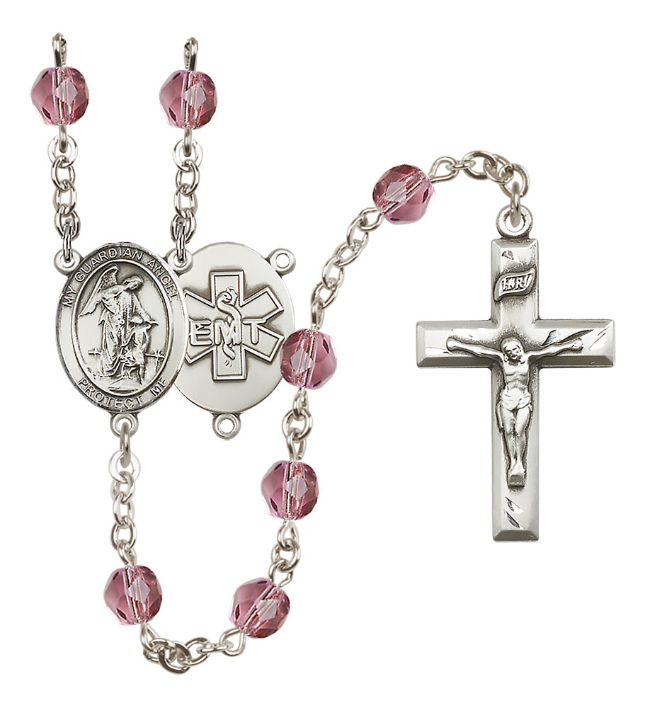 E.M.T.'s Rosary - 6mm Amethyst Fire Polished beads - 8118S10