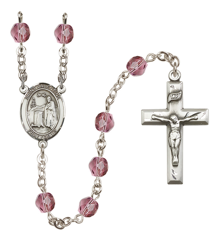 St. Valentine of Rome Rosary - 6mm Amethyst Fire Polished beads - 8121