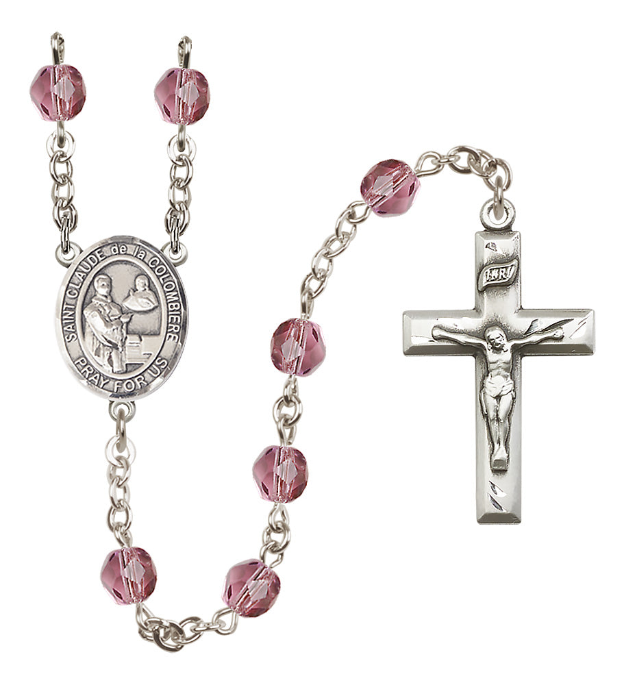 St. Claude de la Colombiere Rosary - 6mm Amethyst Fire Polished beads - 8432