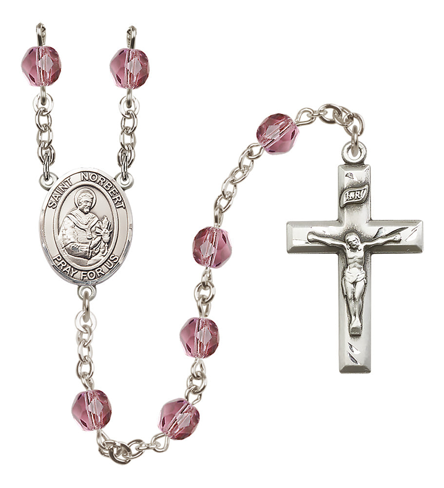 St. Norbert of Xanten Rosary - 6mm Amethyst Fire Polished beads - 8447