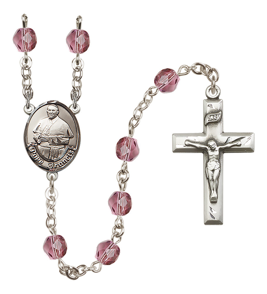 Pope Francis Rosary - 6mm Amethyst Fire Polished beads - 8451
