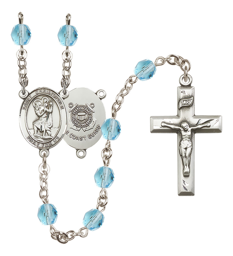 Marines Rosary - 6mm Aqua Fire Polished beads - 8022S3
