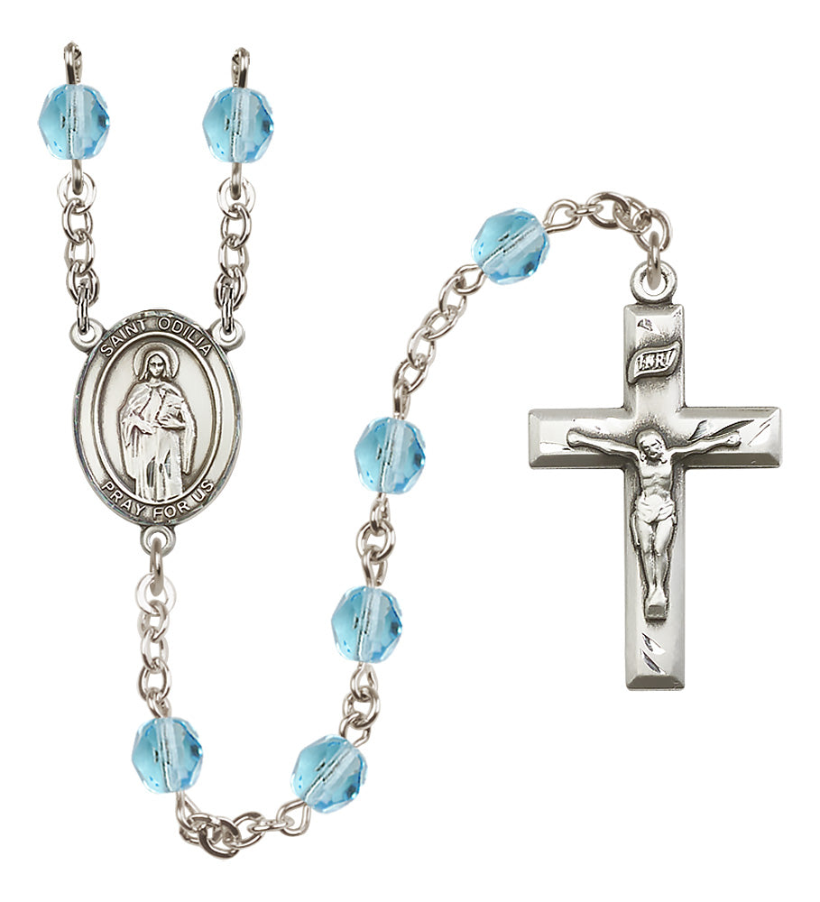 St. Odilia Rosary - 6mm Aqua Fire Polished beads - 8319