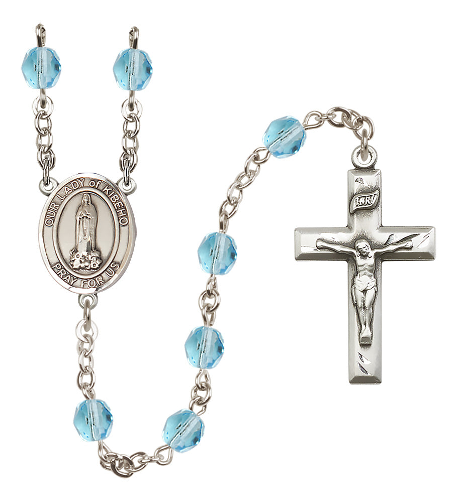 O/L of Kibeho Rosary - 6mm Aqua Fire Polished beads - 8414
