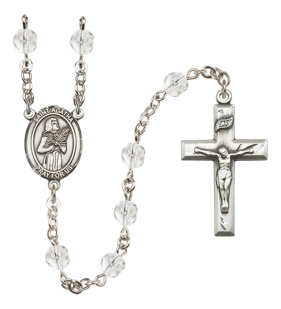 St. Agatha Rosary - 6mm Crystal Fire Polished beads - 8003