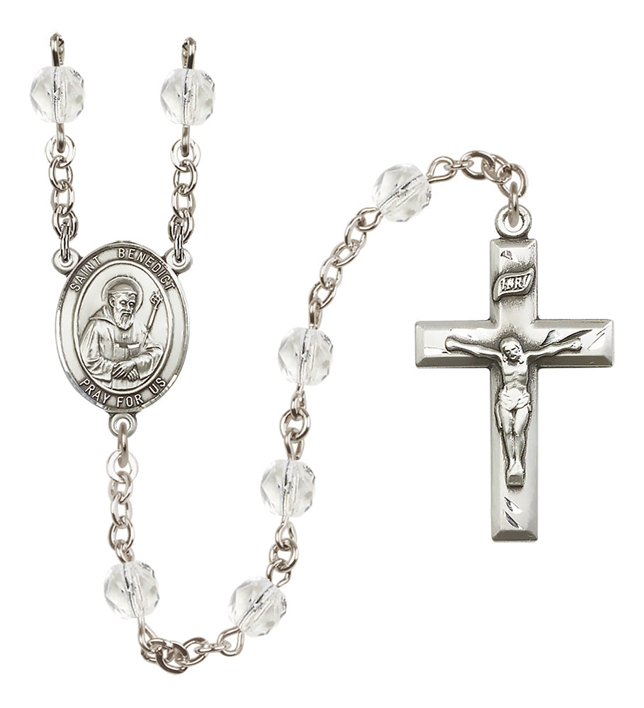 St. Benedict Rosary - 6mm Crystal Fire Polished beads - 8008