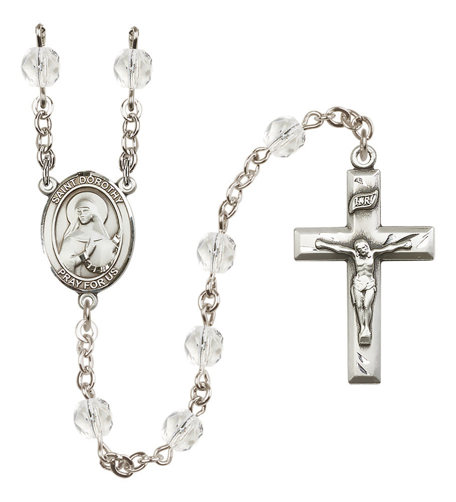 St. Dorothy Rosary - 6mm Crystal Fire Polished beads - 8023