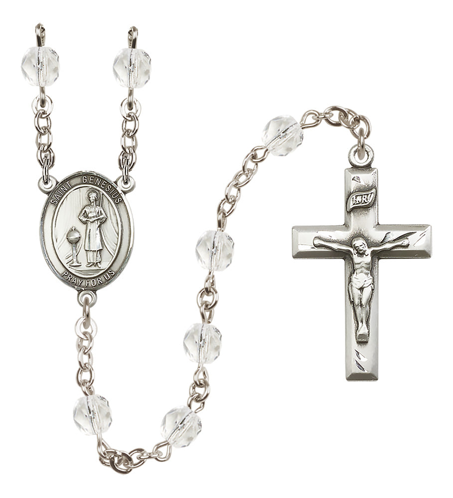 St. Genesius of Rome Rosary - 6mm Crystal Fire Polished beads - 8038