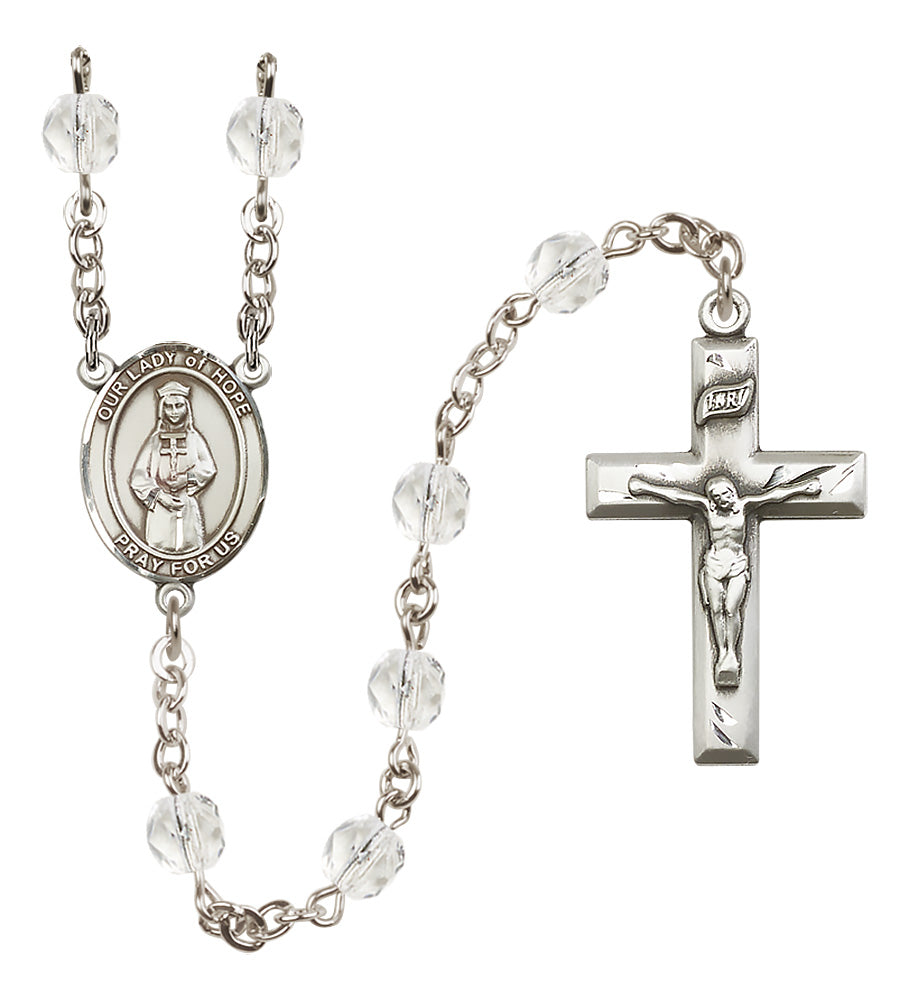 O/L of Hope Rosary - 6mm Crystal Fire Polished beads - 8230