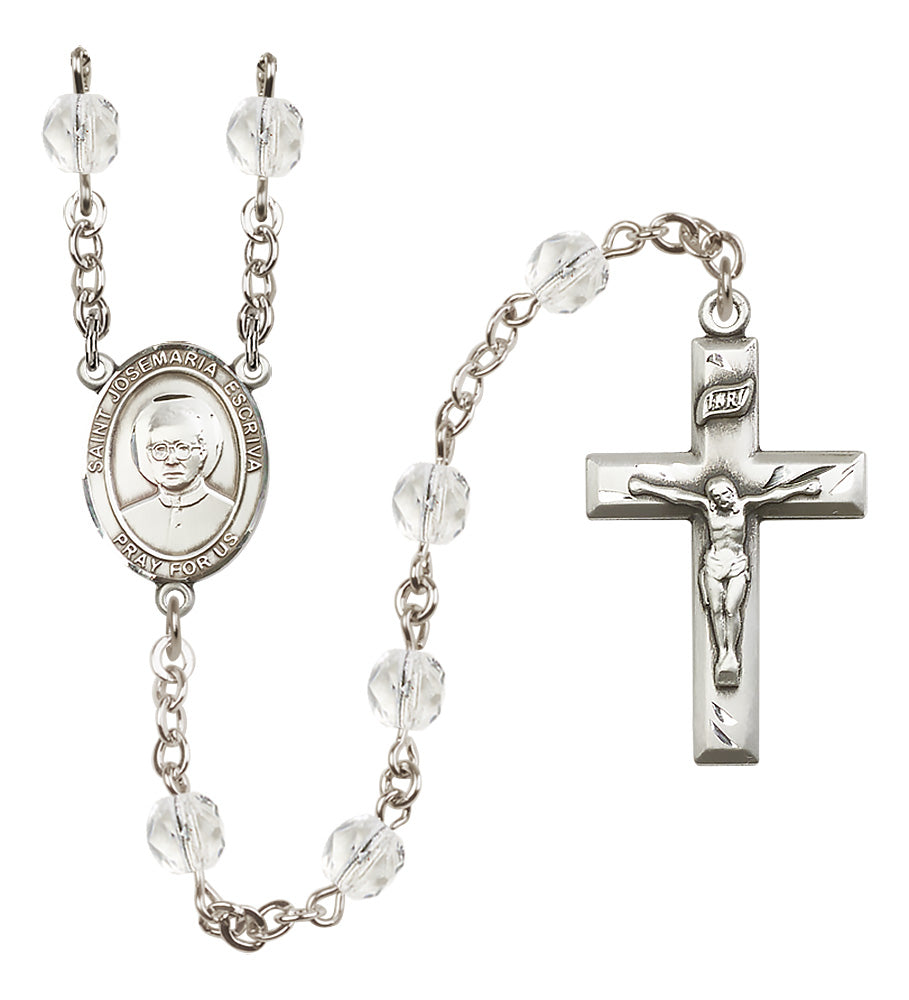St. Josemaria Escriva Rosary - 6mm Crystal Fire Polished beads - 8362