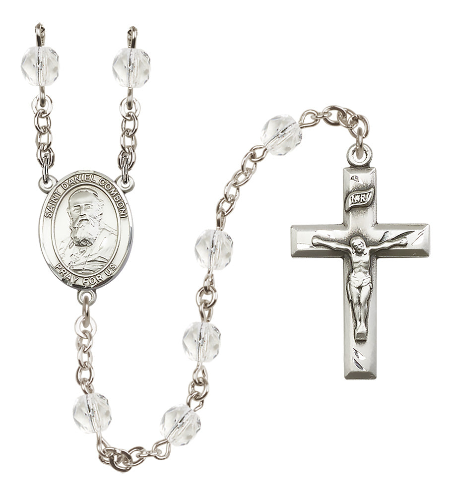 St. Daniel Comboni Rosary - 6mm Crystal Fire Polished beads - 8400