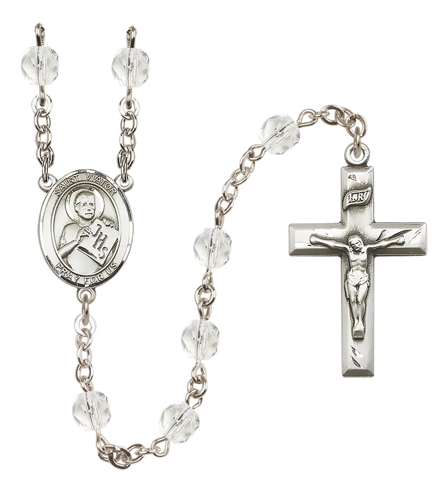 St. Viator of Bergamo Rosary - 6mm Crystal Fire Polished beads - 8408