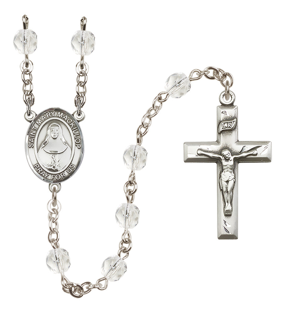 St. Mary Mackillop Rosary - 6mm Crystal Fire Polished beads - 8425