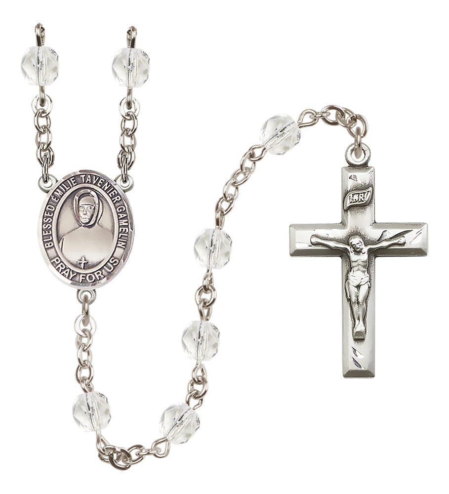 Blessed Emilie Tavernier Gamelin Rosary - 6mm Crystal Fire Polished beads - 8437