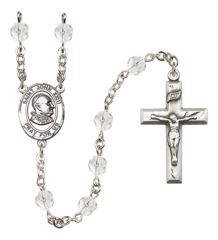 St. John XXIII Rosary - 6mm Crystal Fire Polished beads - 8455