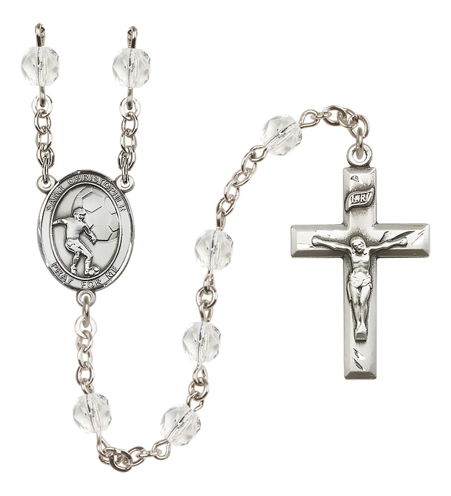 Soccer Rosary - 6mm Crystal Fire Polished beads - 8503