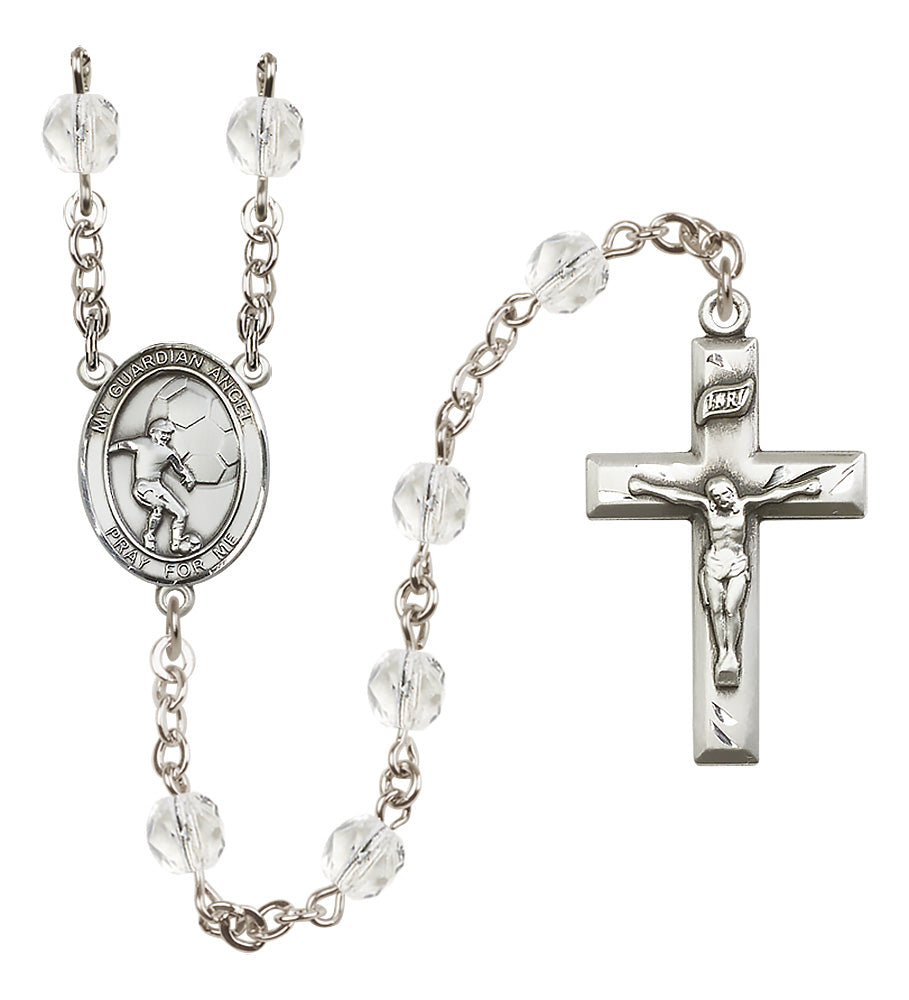 Soccer Rosary - 6mm Crystal Fire Polished beads - 8703