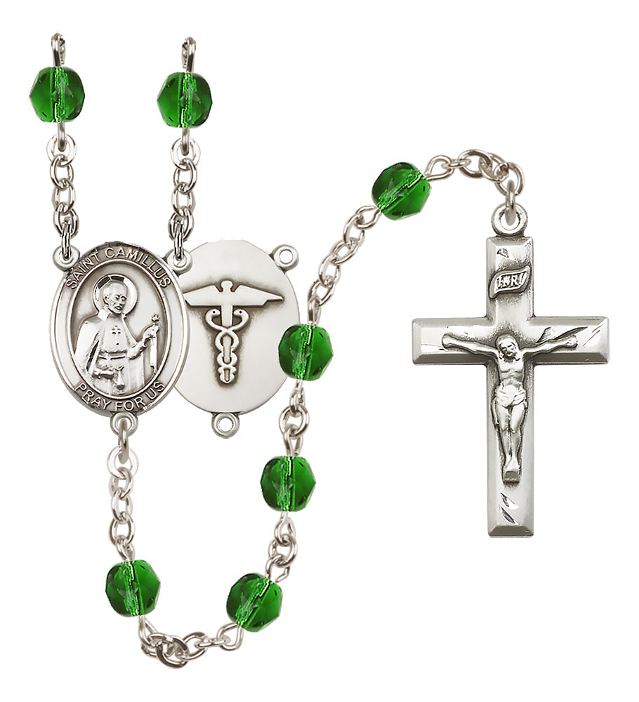 Nurses Rosary - 6mm Emerald Fire Polished beads - 8019S9