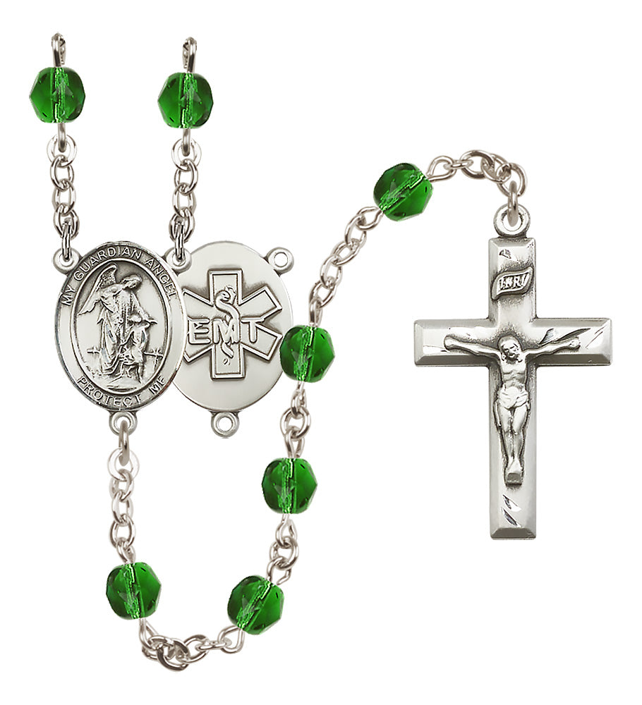 E.M.T.'s Rosary - 6mm Emerald Fire Polished beads - 8118S10