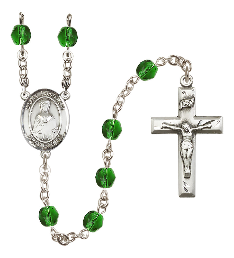St. Winifred of Wales Rosary - 6mm Emerald Fire Polished beads - 8419