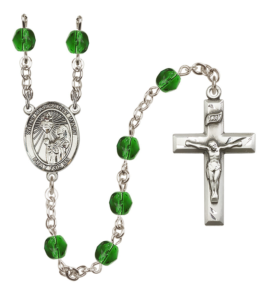 St. Margaret Mary Alacoque Rosary - 6mm Emerald Fire Polished beads - 8420