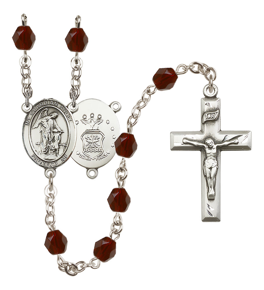 Air Force Rosary - 6mm Garnet Fire Polished beads - 8118S1