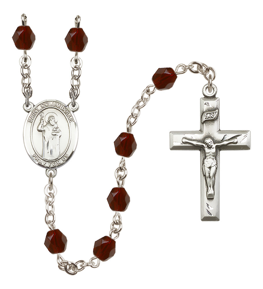 St. Columbkille Rosary - 6mm Garnet Fire Polished beads - 8399