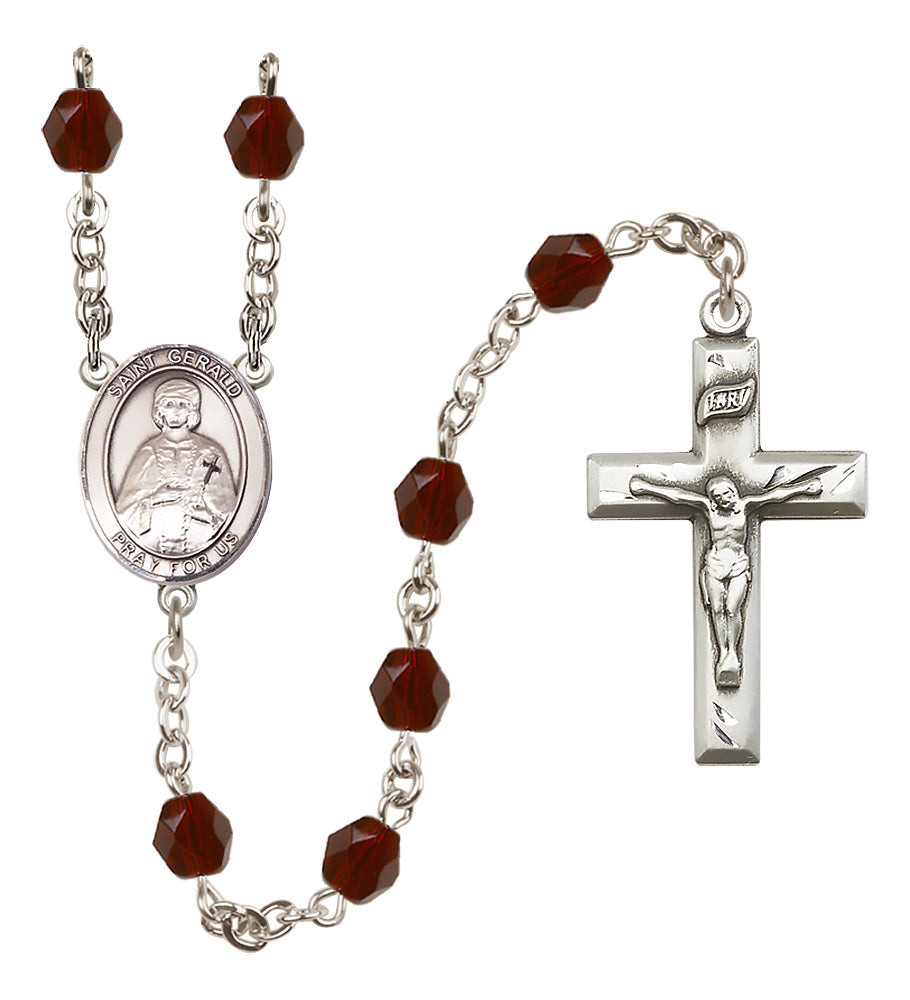St. Gerald Rosary - 6mm Garnet Fire Polished beads - 8404