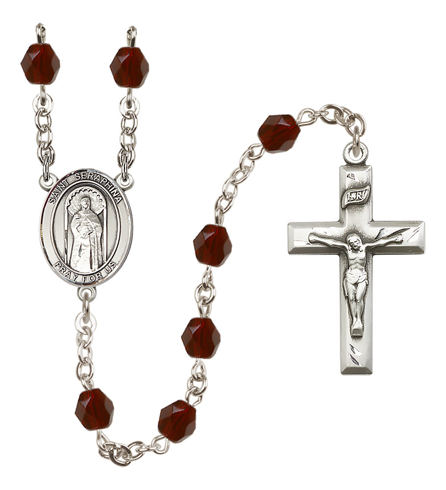 St. Seraphina Rosary - 6mm Garnet Fire Polished beads - 8405