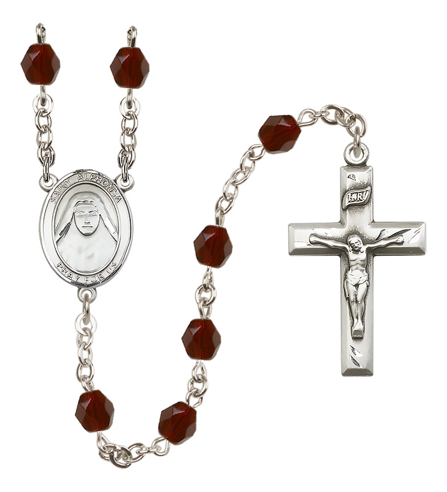 St. Alphonsa of India Rosary - 6mm Garnet Fire Polished beads - 8406