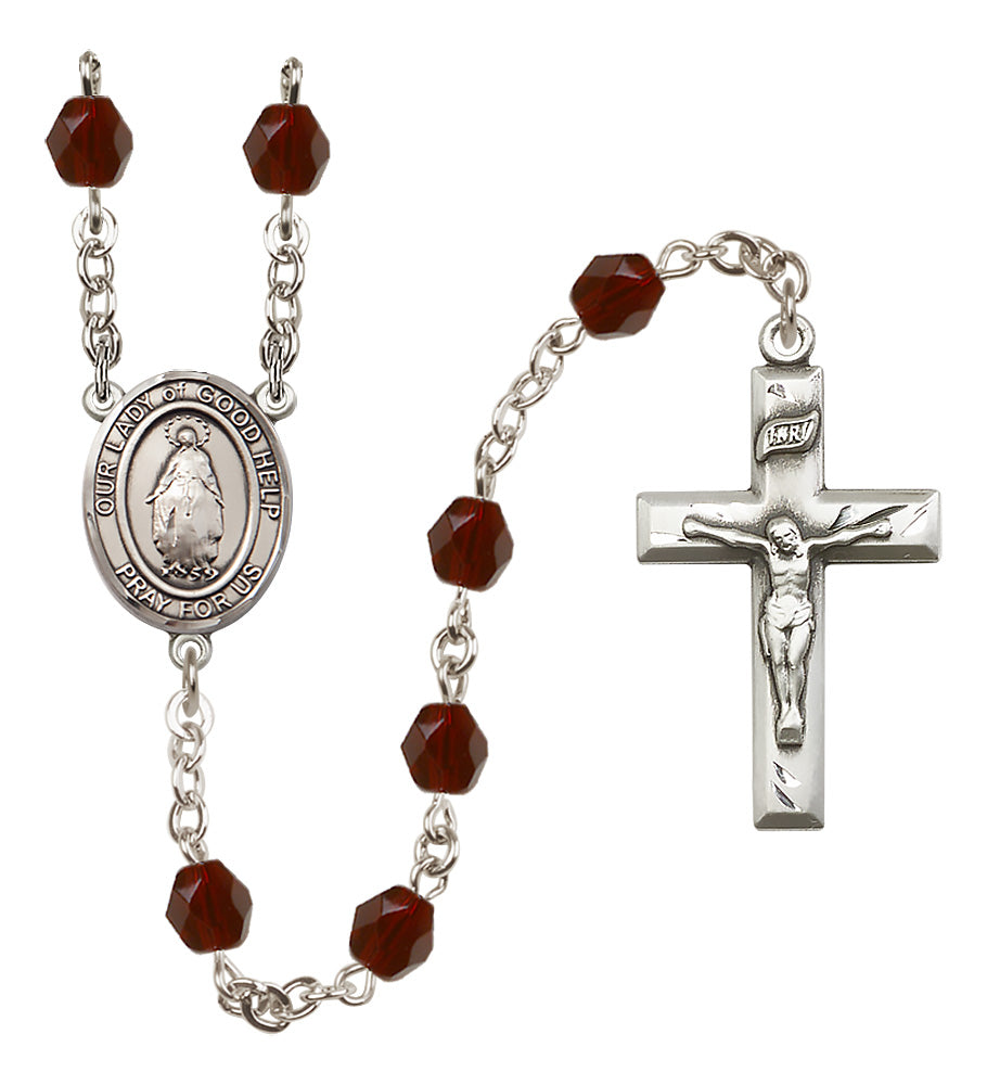 O/L of Good Help Rosary - 6mm Garnet Fire Polished beads - 8431