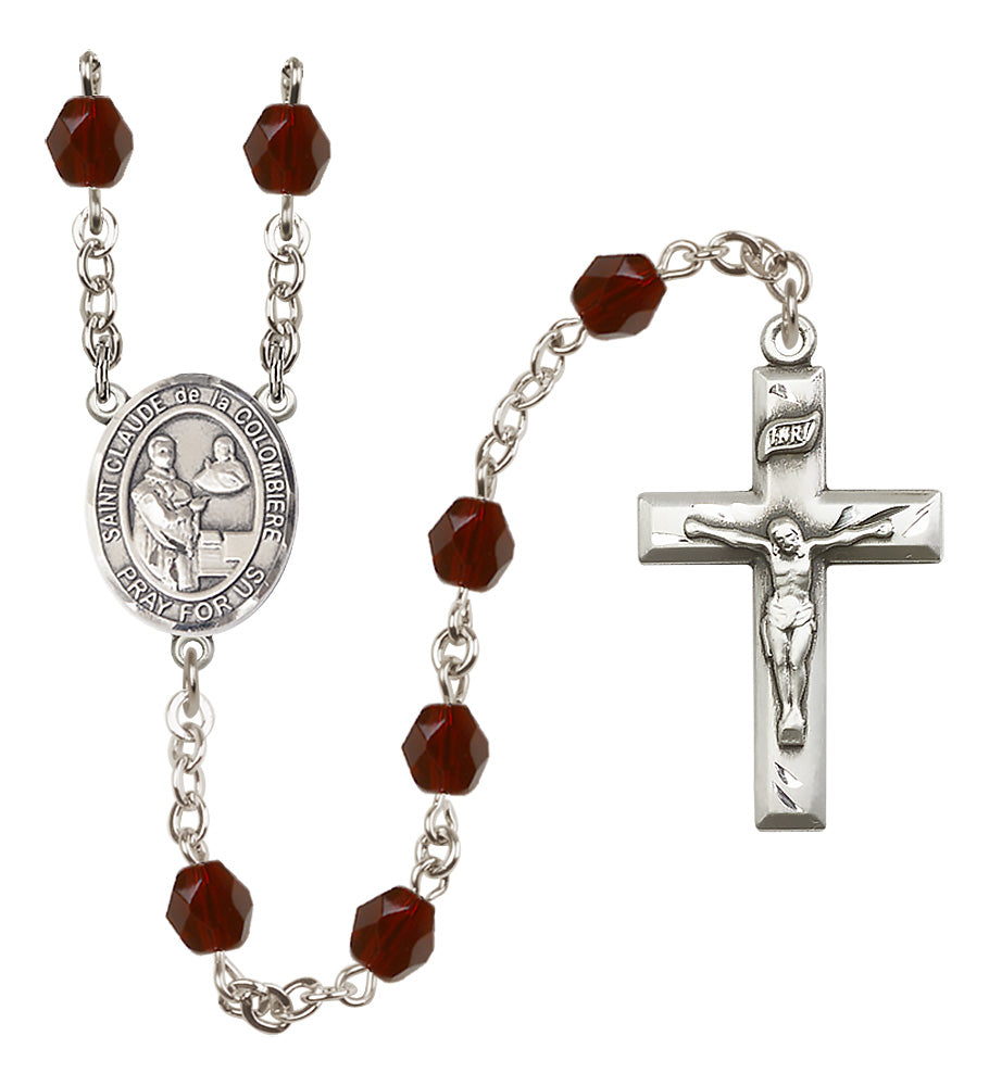 St. Claude de la Colombiere Rosary - 6mm Garnet Fire Polished beads - 8432